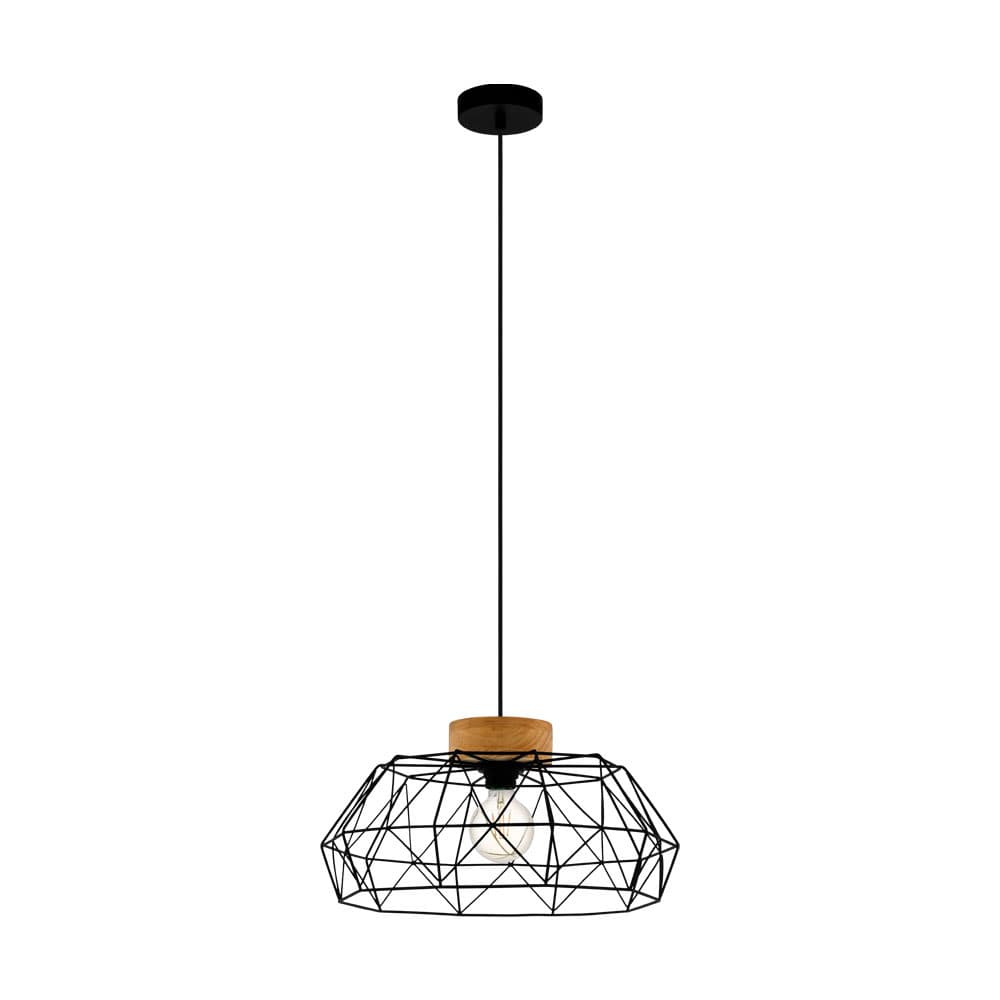 Eglo 43364 Подвес PADSTOW, 1х60W(E27), 455, H1100, сталь, дерево, черный, натуральный