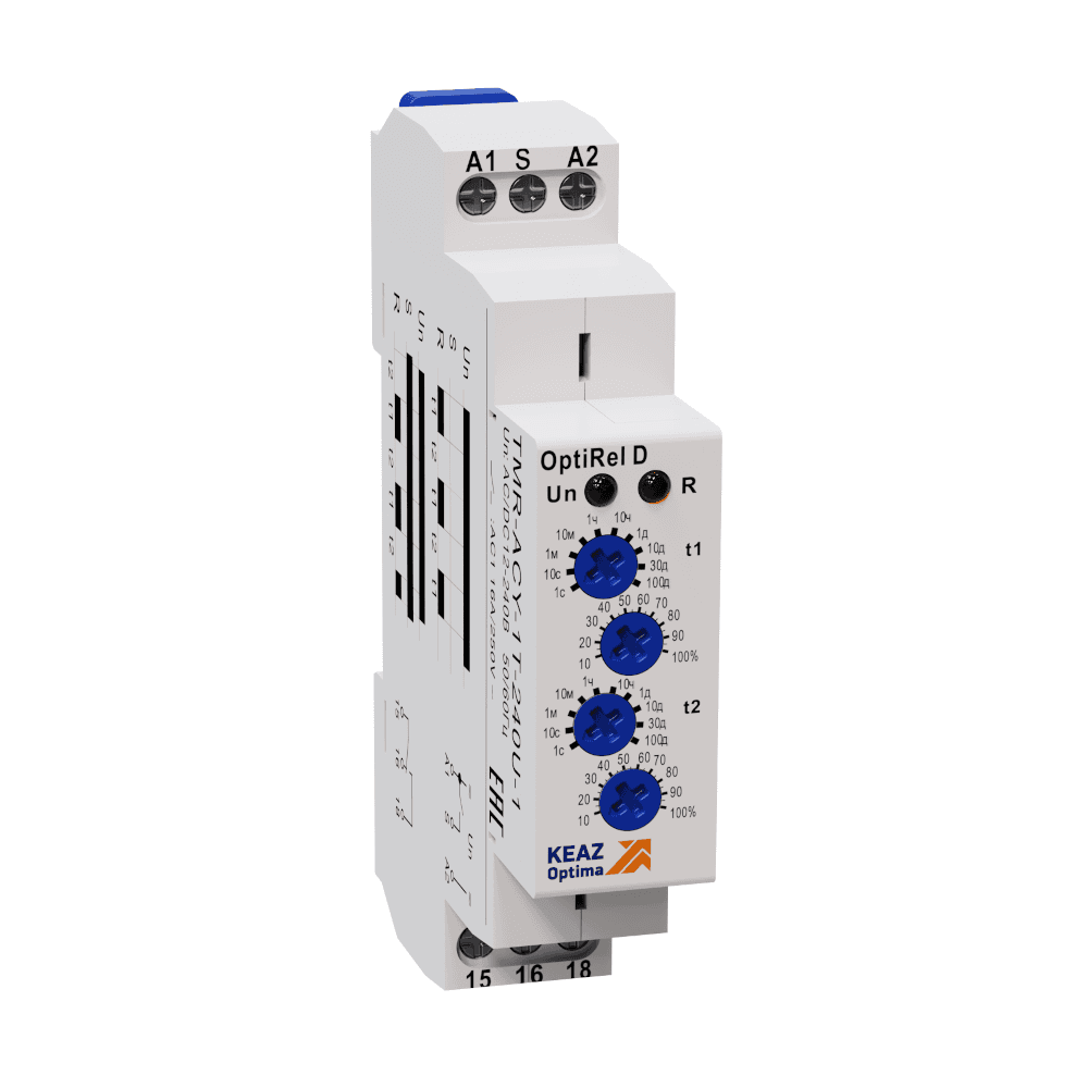 КЭАЗ Реле времени OptiRel D TMR-ACY-1T-240U-1 циклическое 16А 1СО 12-230АС/DC