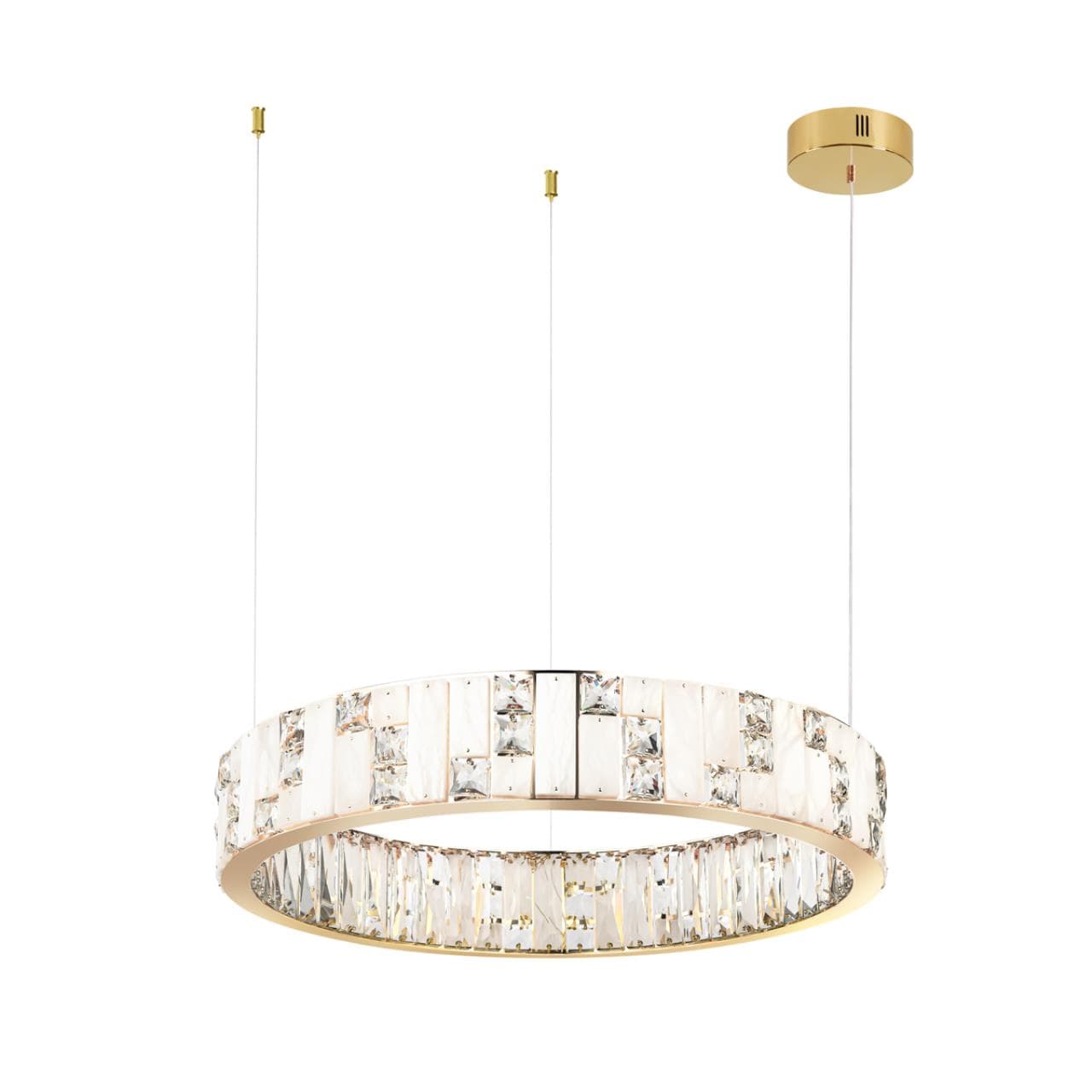 Odeon Light 5072/80L HALL ODL24 495 золото/прозрачный/белый/металл/хрусталь/алебастр Люстра LED 80W 3700K CROSSA