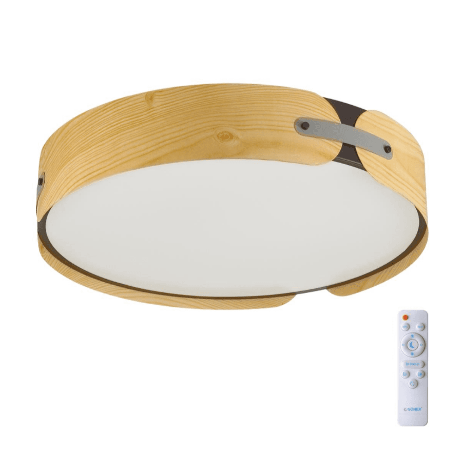 Sonex 7721/120L AVRA LED SN Светильник металл/пластик/белый/черный/дерево LED 120Вт 3000-6000K D700 IP20 пульт ДУ CORAGGIO