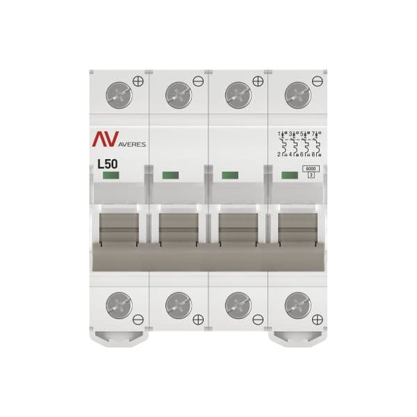 EKF Выключатель автоматический AV-6 DC 4P 50A (L) 6kA AVERES — миниатюра 3