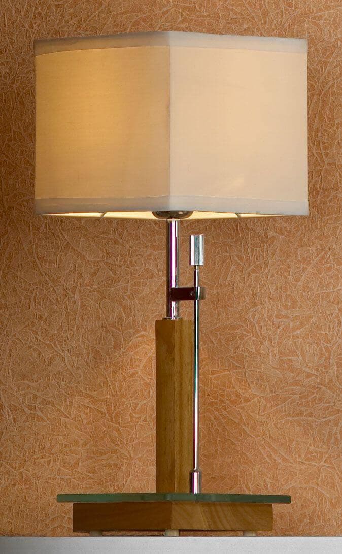 Lussole S.R.L Металл Хром / дерево Ткань Светильник настольный E27 60W LSF-2504-01 — миниатюра 2