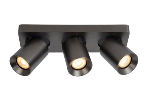Lucide NIGEL Прожектор потолочный LED Dim to warm GU10 3x5W 2200K/3000K Black Steel 09929/15/16
