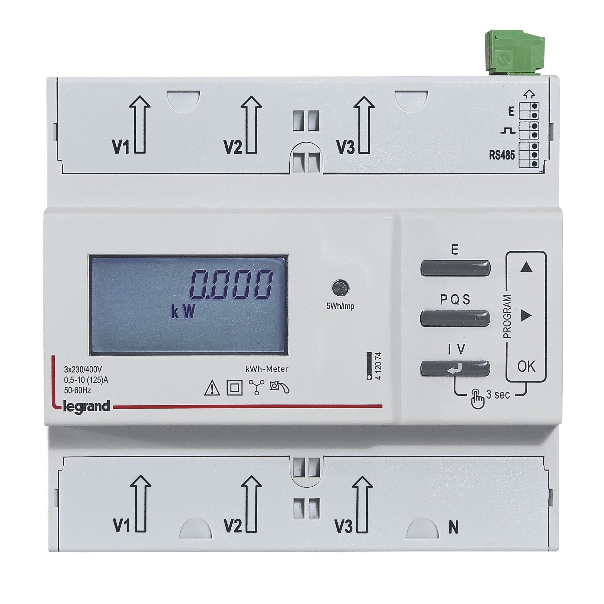 Legrand Трехфазный счётчик EMDX³ - сертификат MID - 125 А - 6 модулей - выход RS 485 412074 — миниатюра 2
