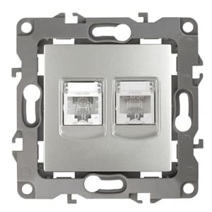 ЭРА 12-3109-03 Алюминий Розетка комбинированная RJ45+RJ11, IP20, 12 Б0018250