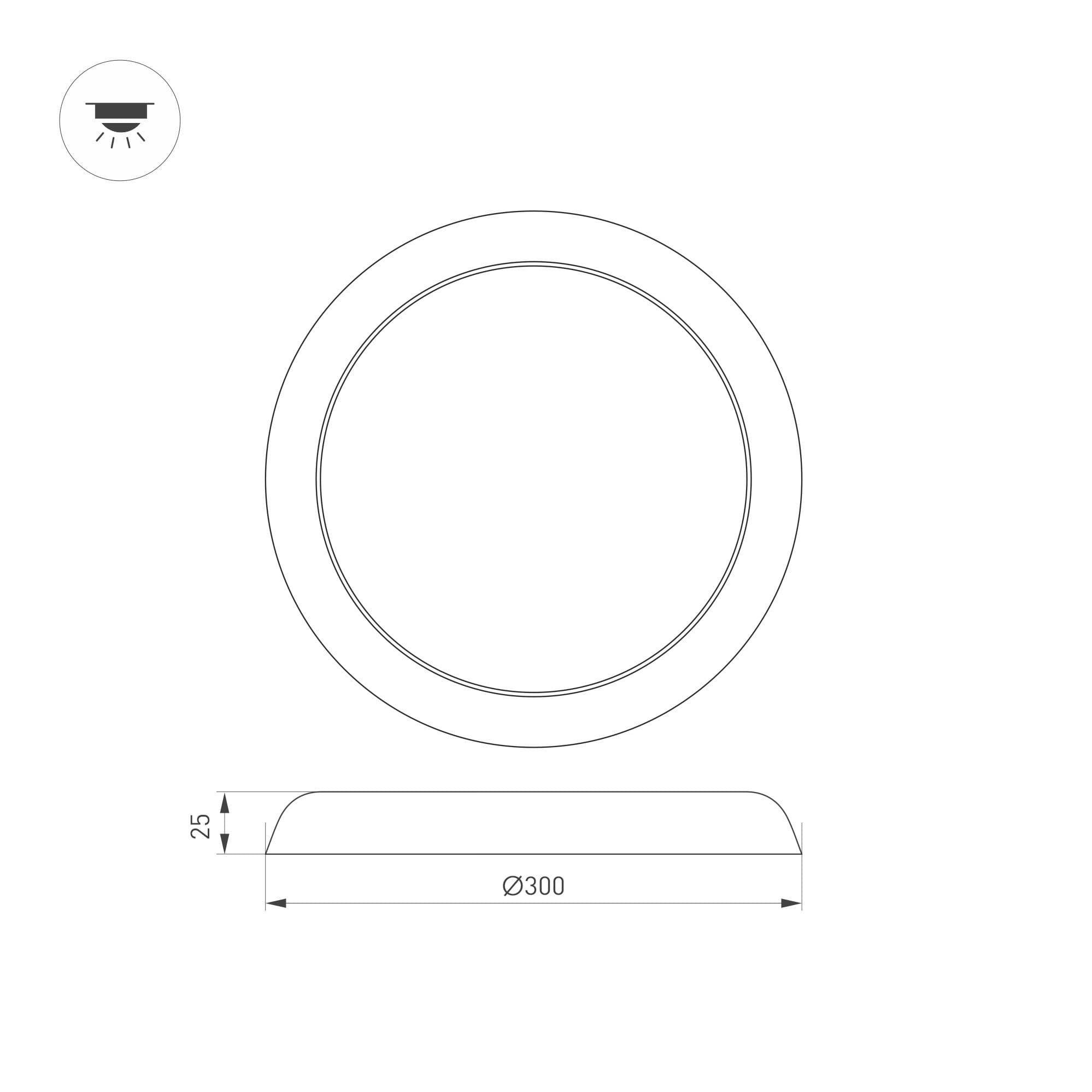 Arlight Светильник CL-FIOKK-R300-25W Day4000-MIX (WH, 120 deg, 230V) (IP44 Пластик, 3 года) 034467 — миниатюра 2