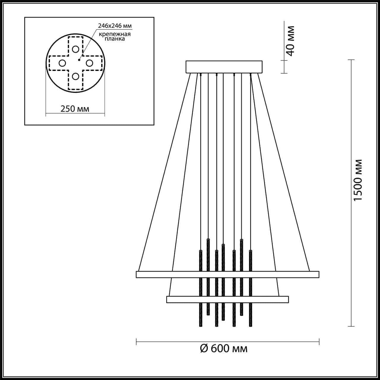 Odeon Light 3901/63L ODL20 23 золотистый/стекло/металл Подвесной светильник LED 4000K 63W 220V MONICA — миниатюра 5