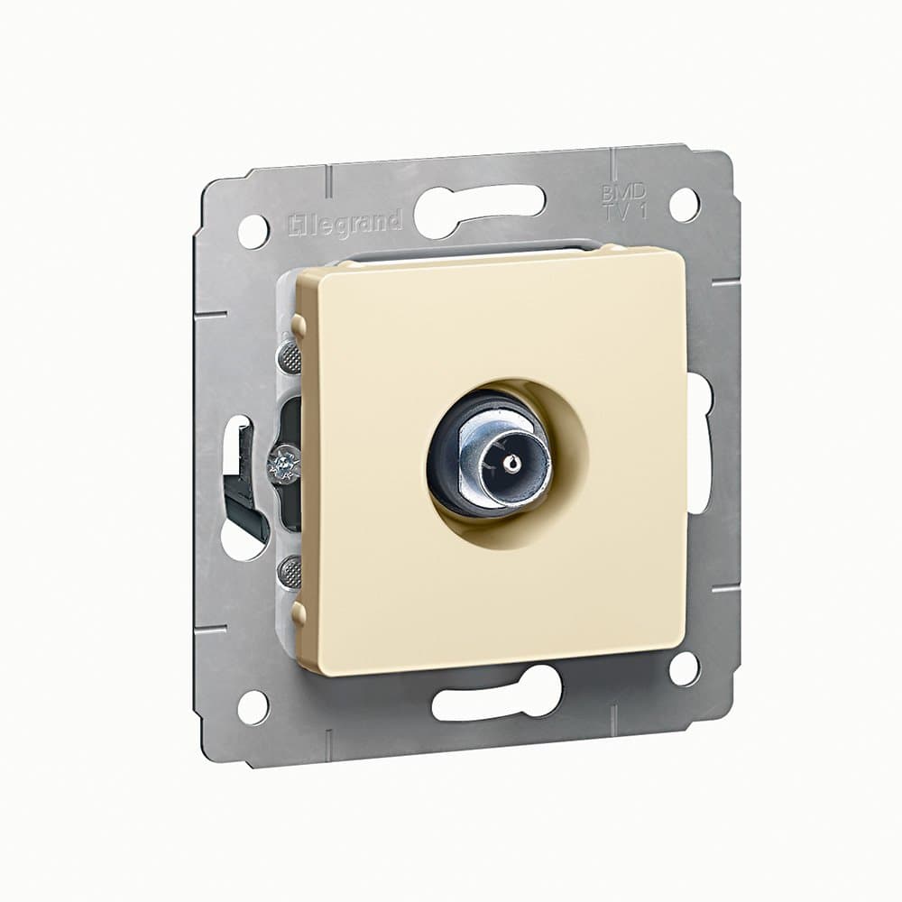 Legrand Cariva Крем Розетка TV проходная 14 дБ, 4-2150 МГц 773780 — миниатюра 1