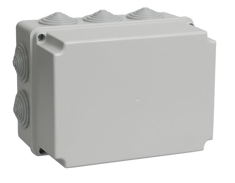 IEK Коробка КМ41245 распаячная для о/п 190х140х120 мм IP44 (RAL7035, 10 гермовводов) — миниатюра 1
