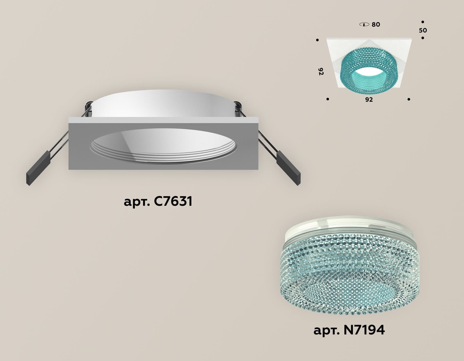 Ambrella Комплект встраиваемого светильника XC7631023 SWH/BL белый песок/голубой MR16 GU5.3 (C7631, N7194) — миниатюра 2