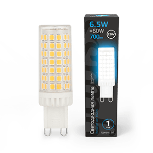 Gauss Лампа G9 AC185-265V 6,5W 700lm 6500K керамика LED 107309306