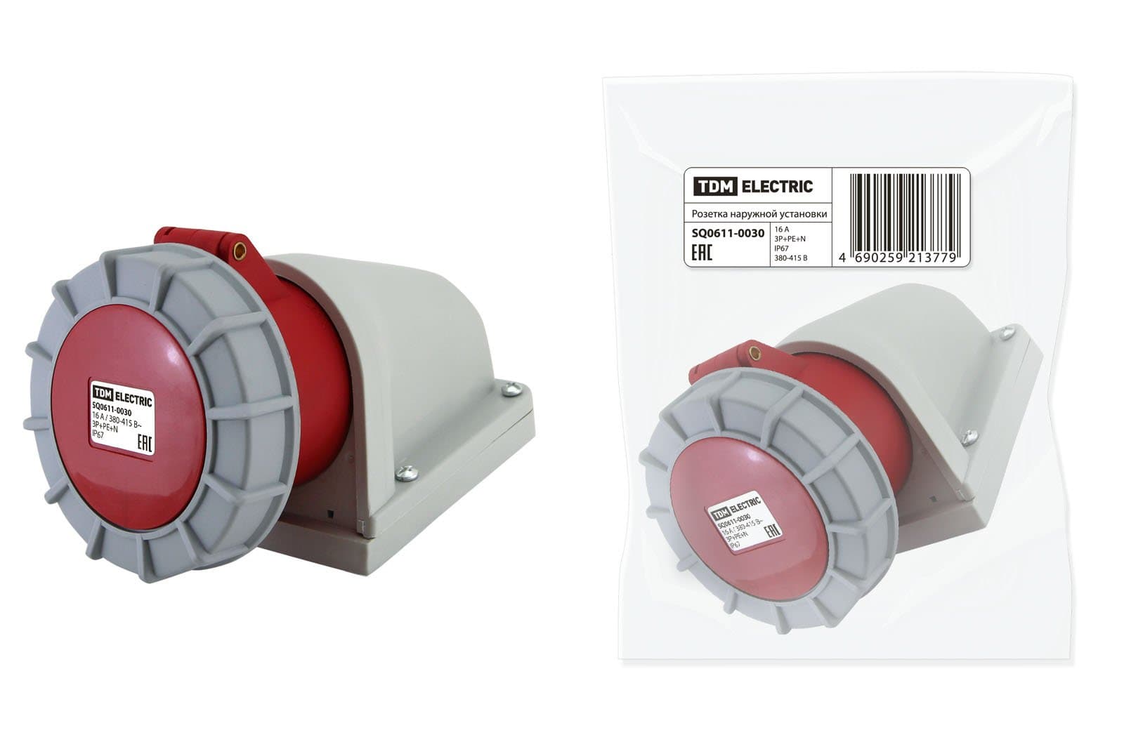 TDM Розетка наружной установки IP67 16А 3Р+РЕ+N 380В SQ0611-0030