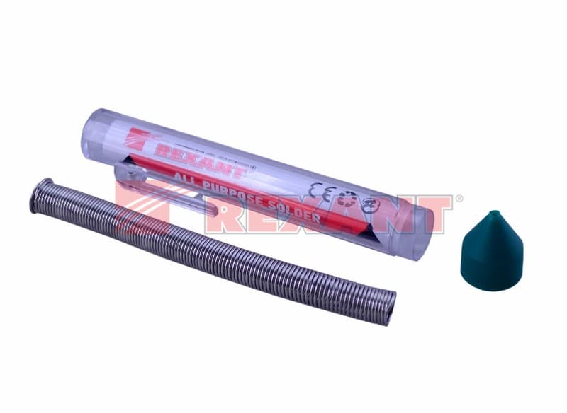 Припой с канифолью 20 гр.d=1.0 мм (Sn60 Pb40 Flux 2.2%) Rexant 09-3103 — миниатюра 2