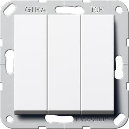 Gira S-55 Бел Выключатель Британский стандарт 3-х клавишный, вкл/откл. 283003