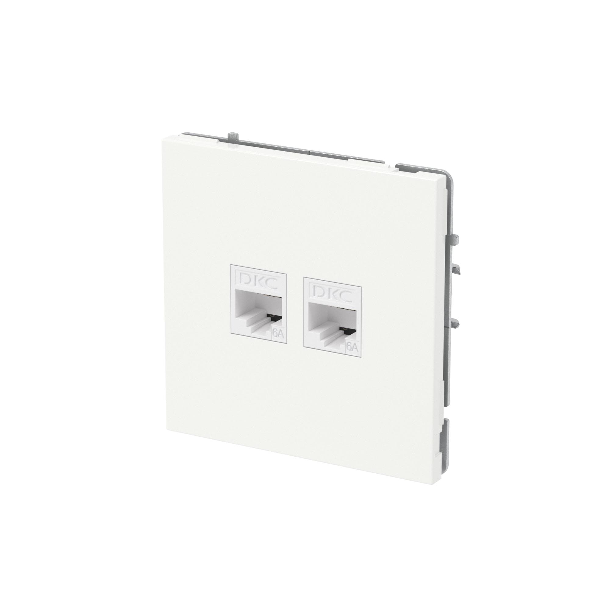 DKC KANT Компьютерная розетка RJ-45 без шторки, кат.6А двойная, белая магнолия — миниатюра 2