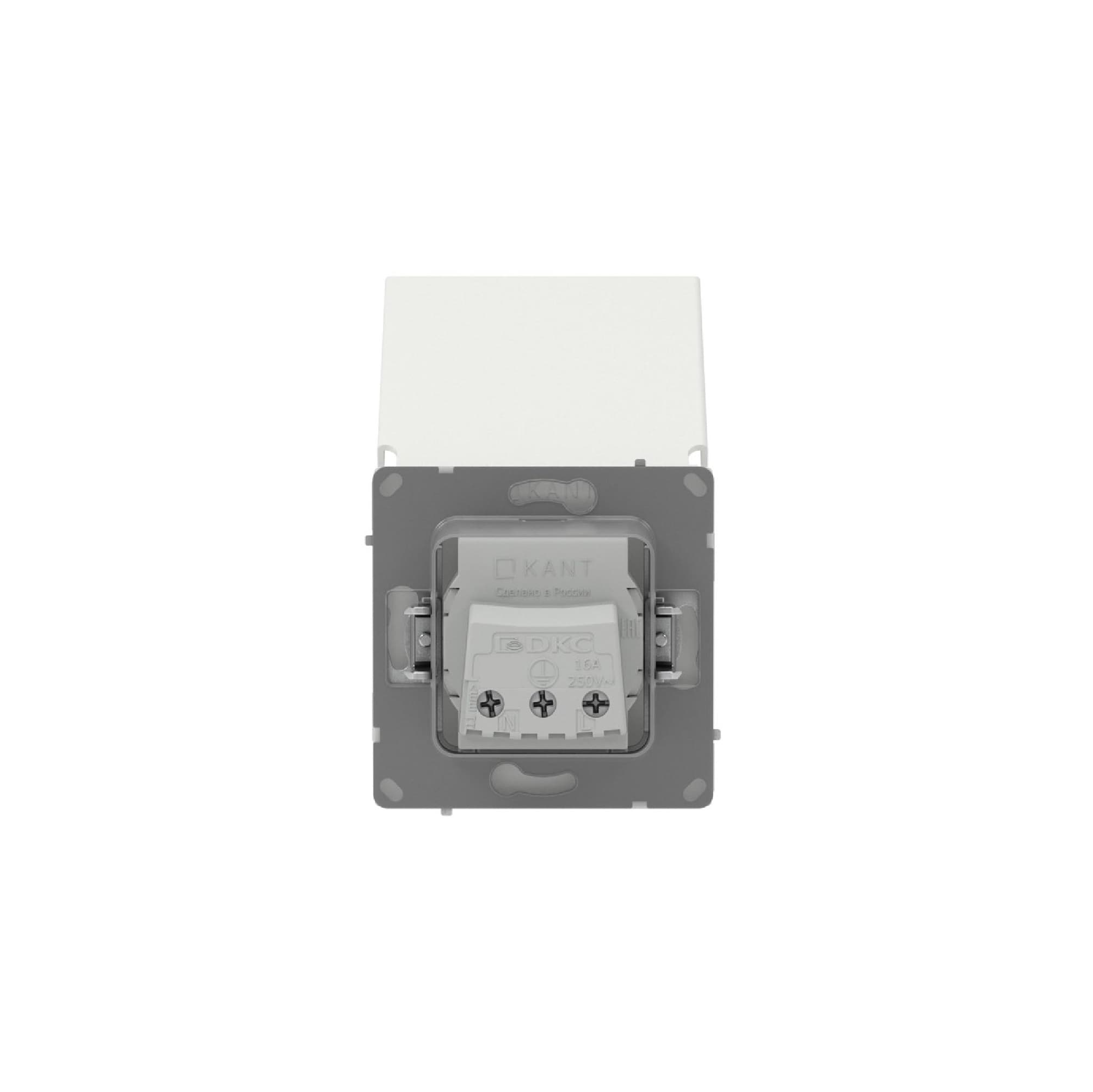 DKC KANT Розетка силовая, 2P+E, с з/ш, с крышкой, IP44, белый песок — миниатюра 7