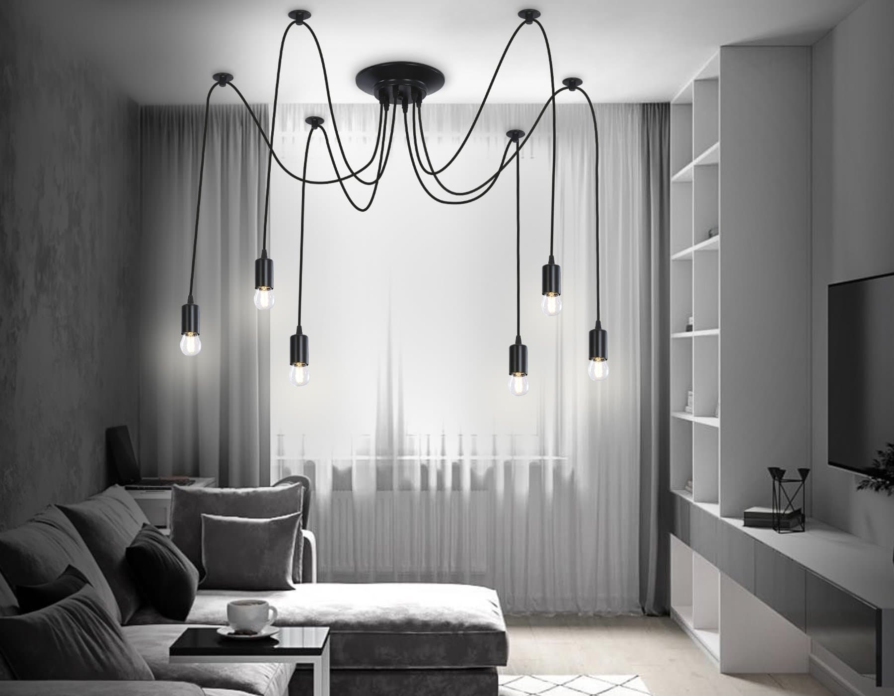 Ambrella Подвесная люстра в стиле лофт TR8178/6 BK черный E27 max 40W D630*910 — миниатюра 2