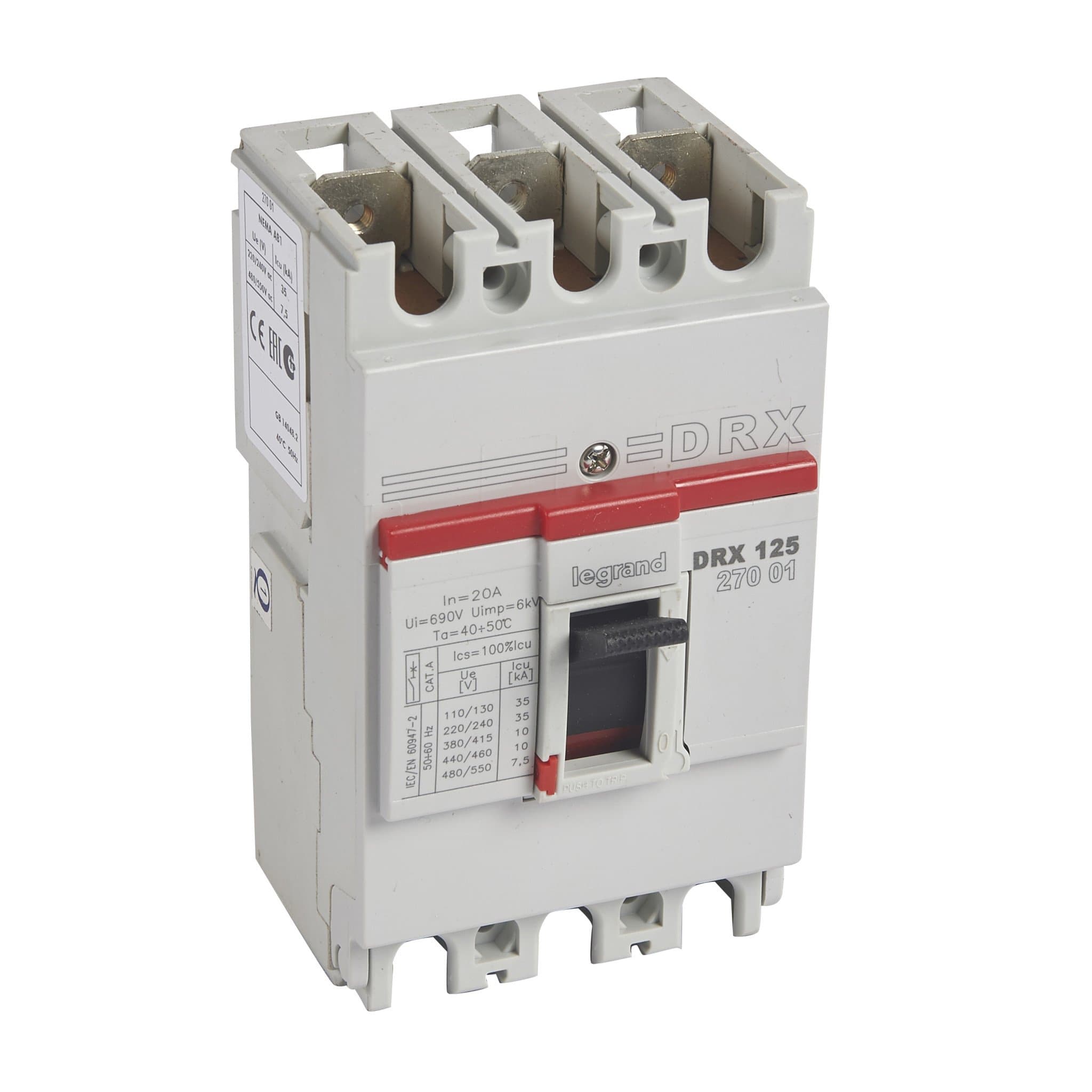 Legrand DRX125 термомагнитный 20A 3П 10KA 027001