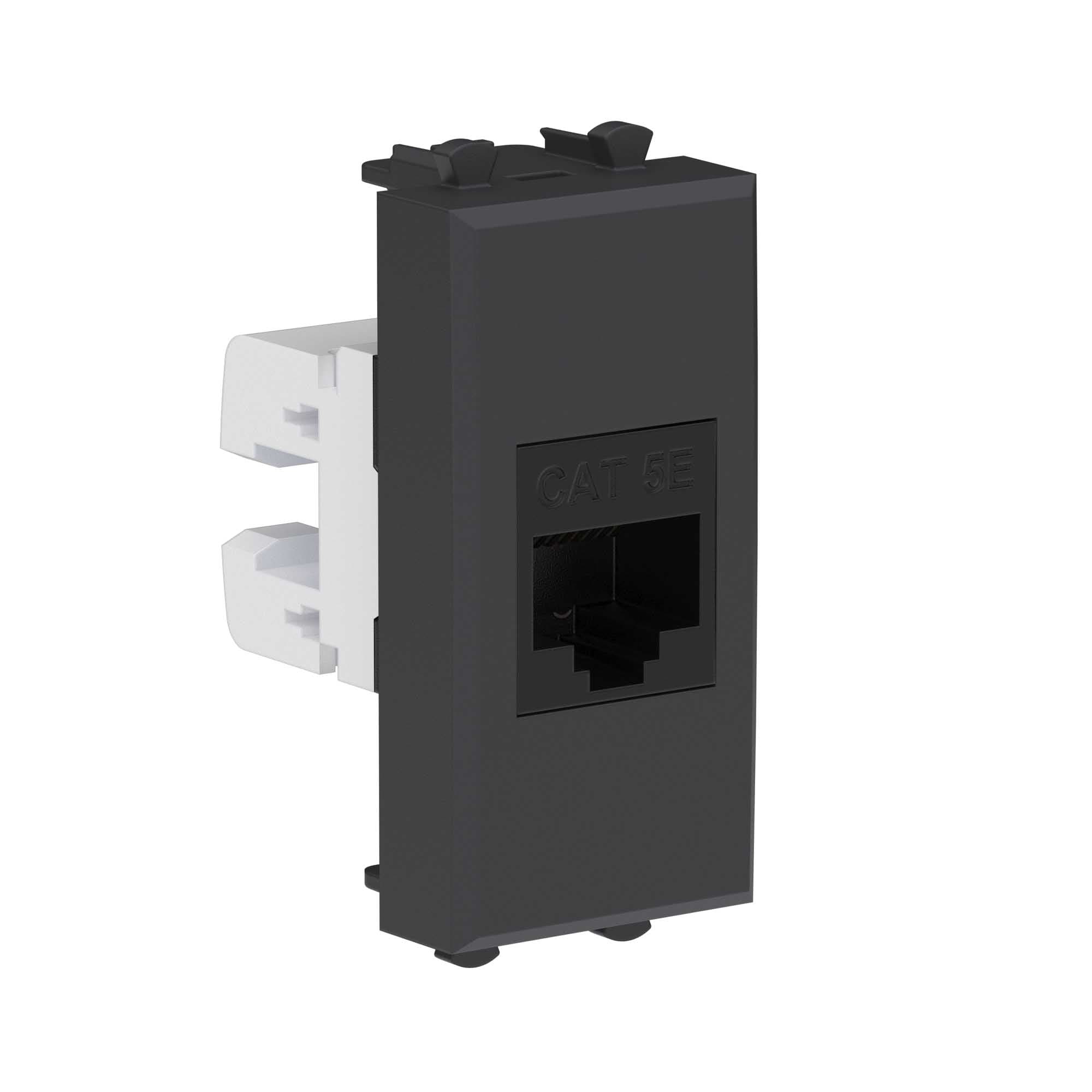 DKC Компьютерная розетка RJ-45 без шторки модульная, кат.5е, "Avanti", "Черный матовый", 1 модуль — миниатюра 2