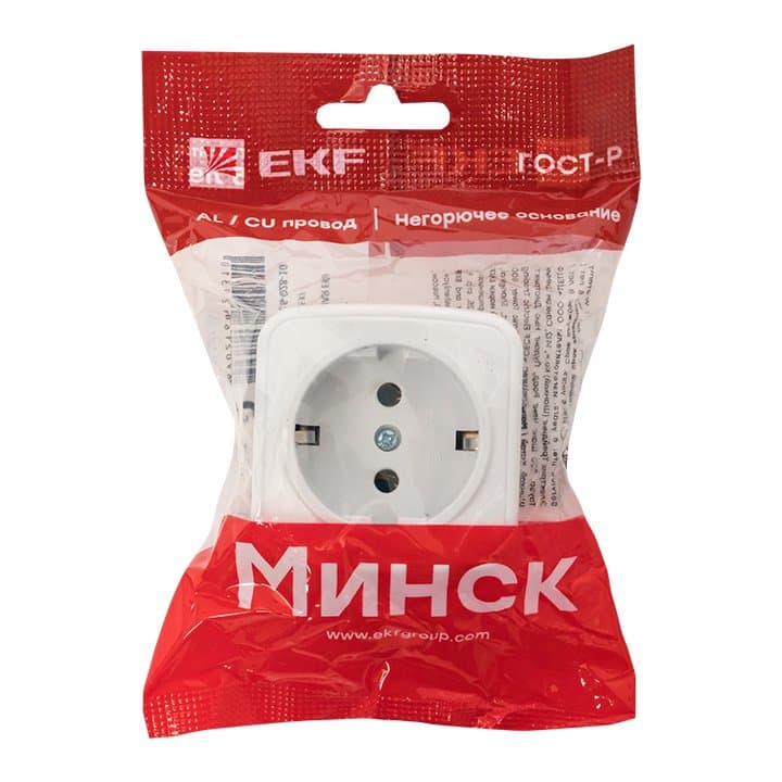 EKF Basic Минск Белый Розетка с/з, 16А, ОП — миниатюра 8