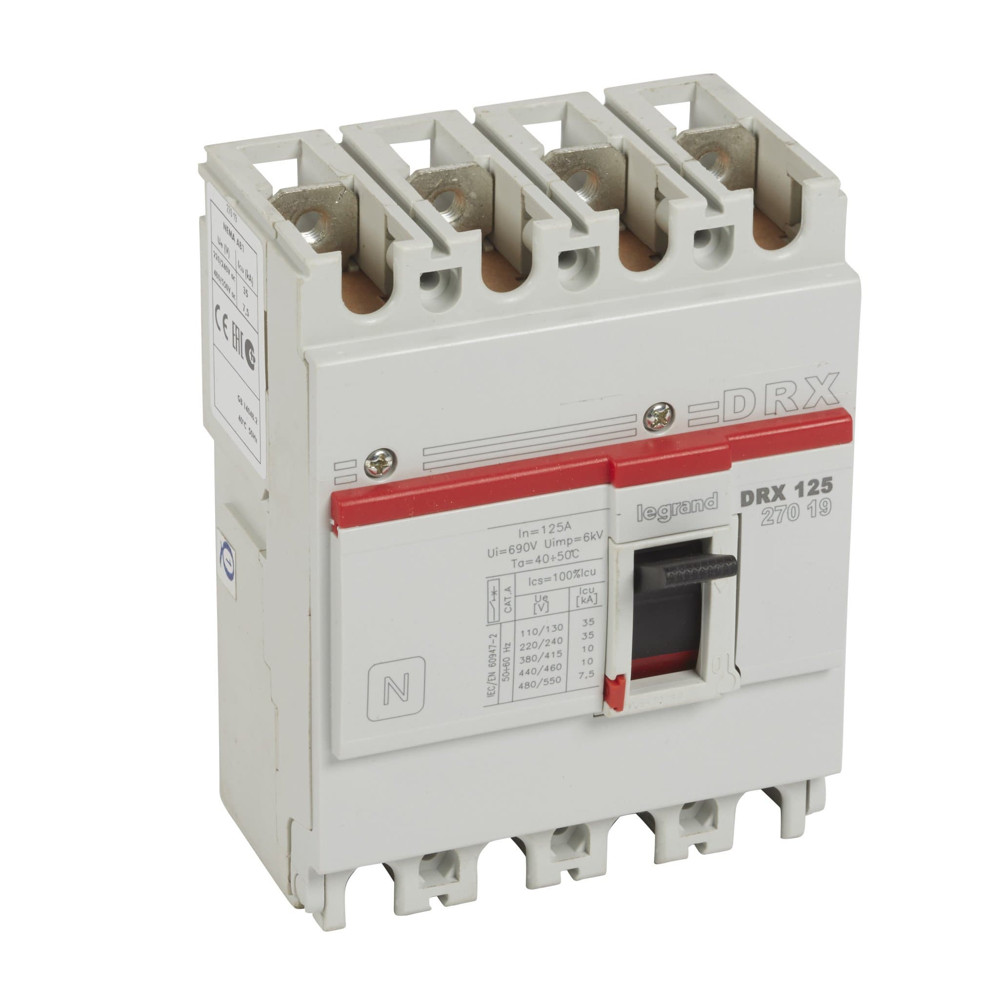 Legrand DRX125 термомагнитный 125A 4П 10KA 027019