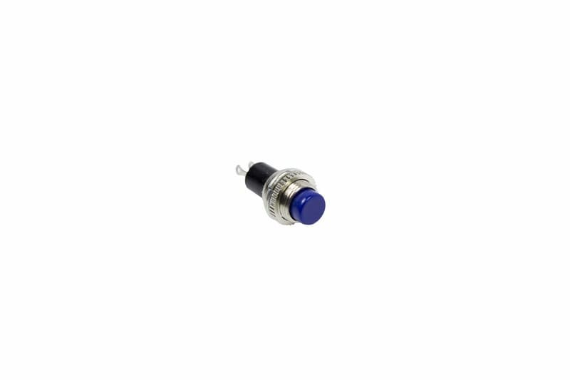 Выключатель-кнопка металл 220V 2А (2с) (ON)-OFF Ø10.2 синяя Mini Rexant 36-3332
