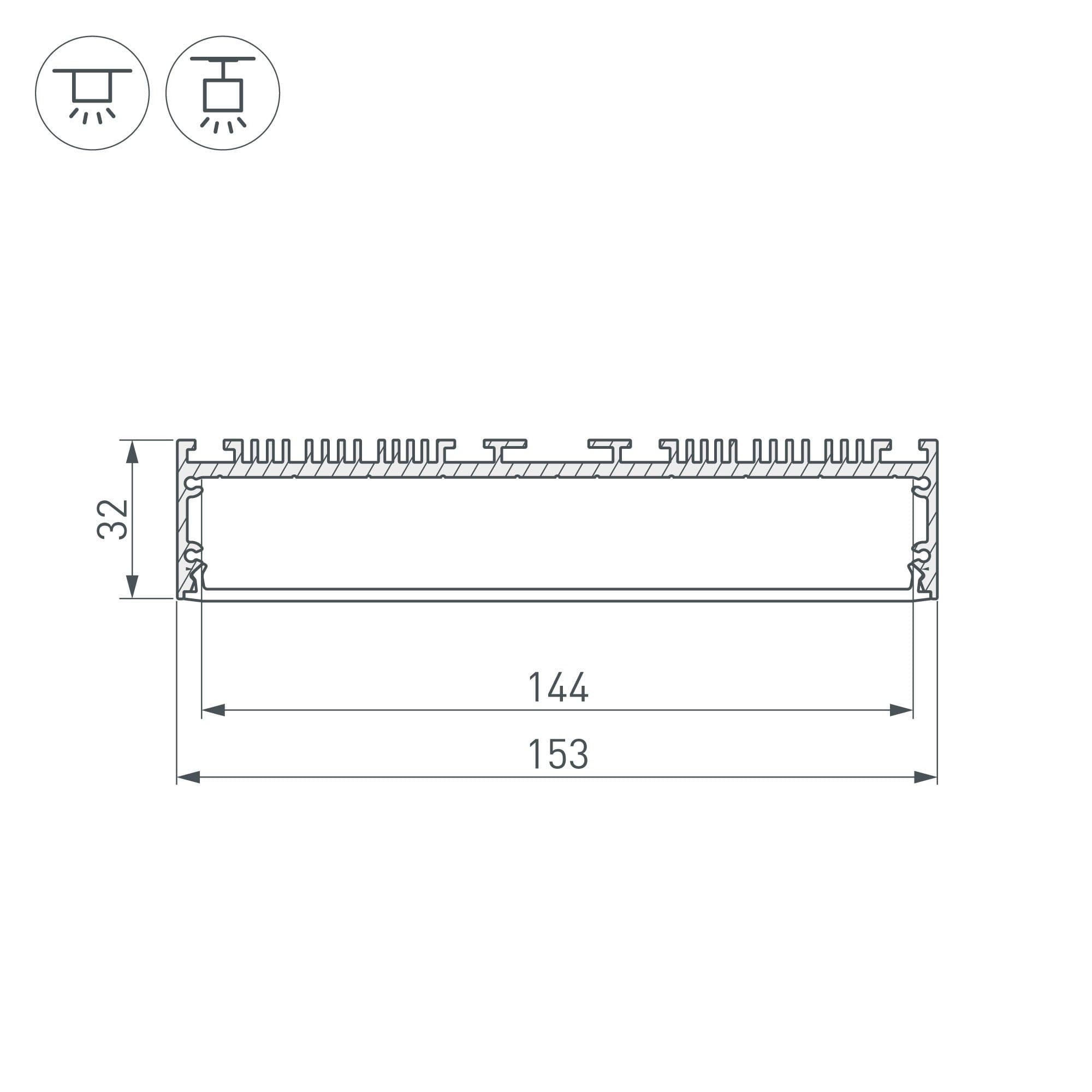 Arlight Профиль ARH-POWER-W150-2000 ANOD (Алюминий) 036368 — миниатюра 2