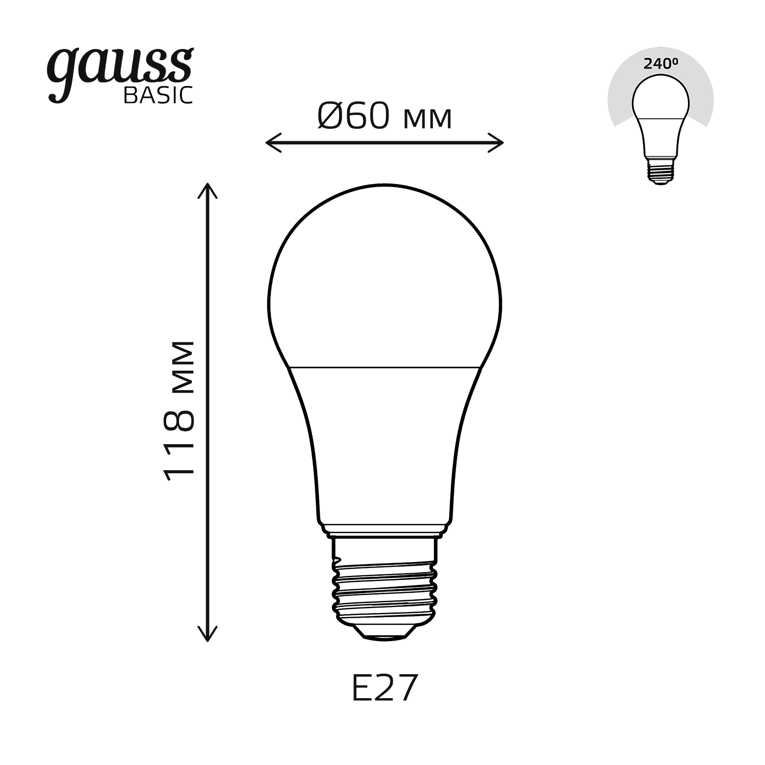 Gauss Лампа Basic A60 13,5W 1300lm 4100K Е27 LED 1023224 — миниатюра 6