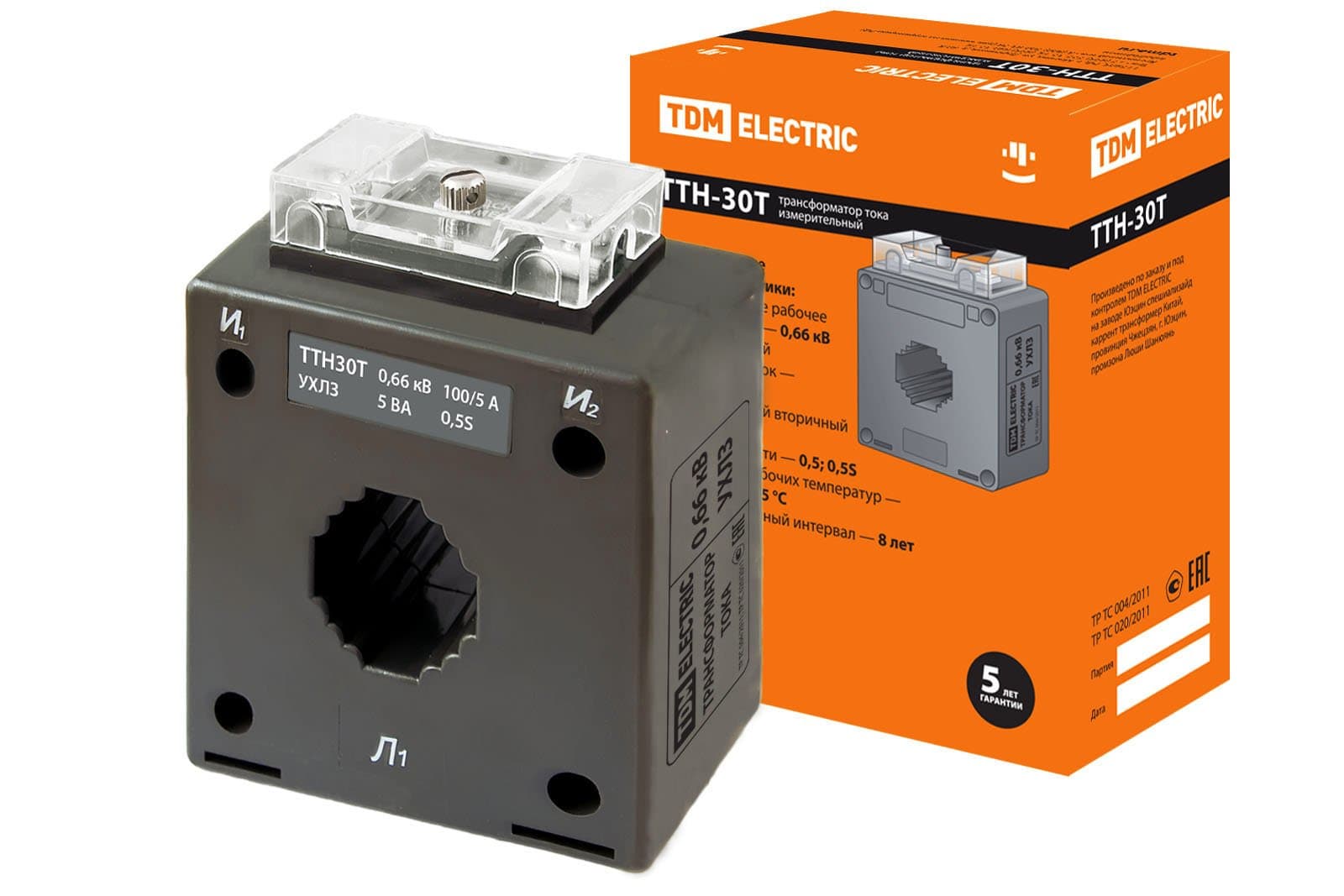 TDM Трансформатор тока измерительный ТТН  30T/100/5- 5VA/0,5S-Р SQ1101-1070