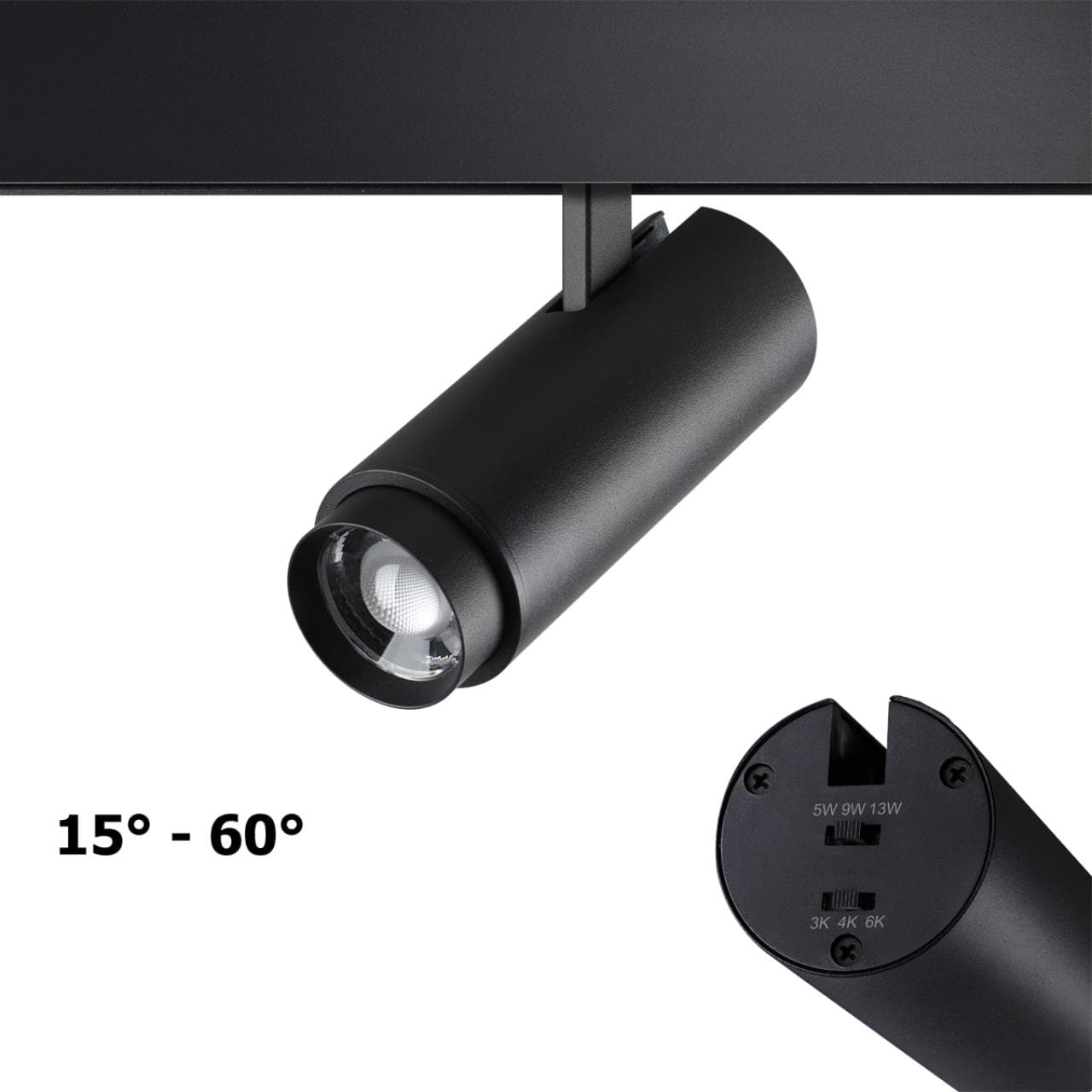 Novotech 359207 SHINO 000 черный Трековый светильник для низков. шинопровода с переключ. цветовой температуры и мощности IP20 LED 3000К\4000К\6000К 5W