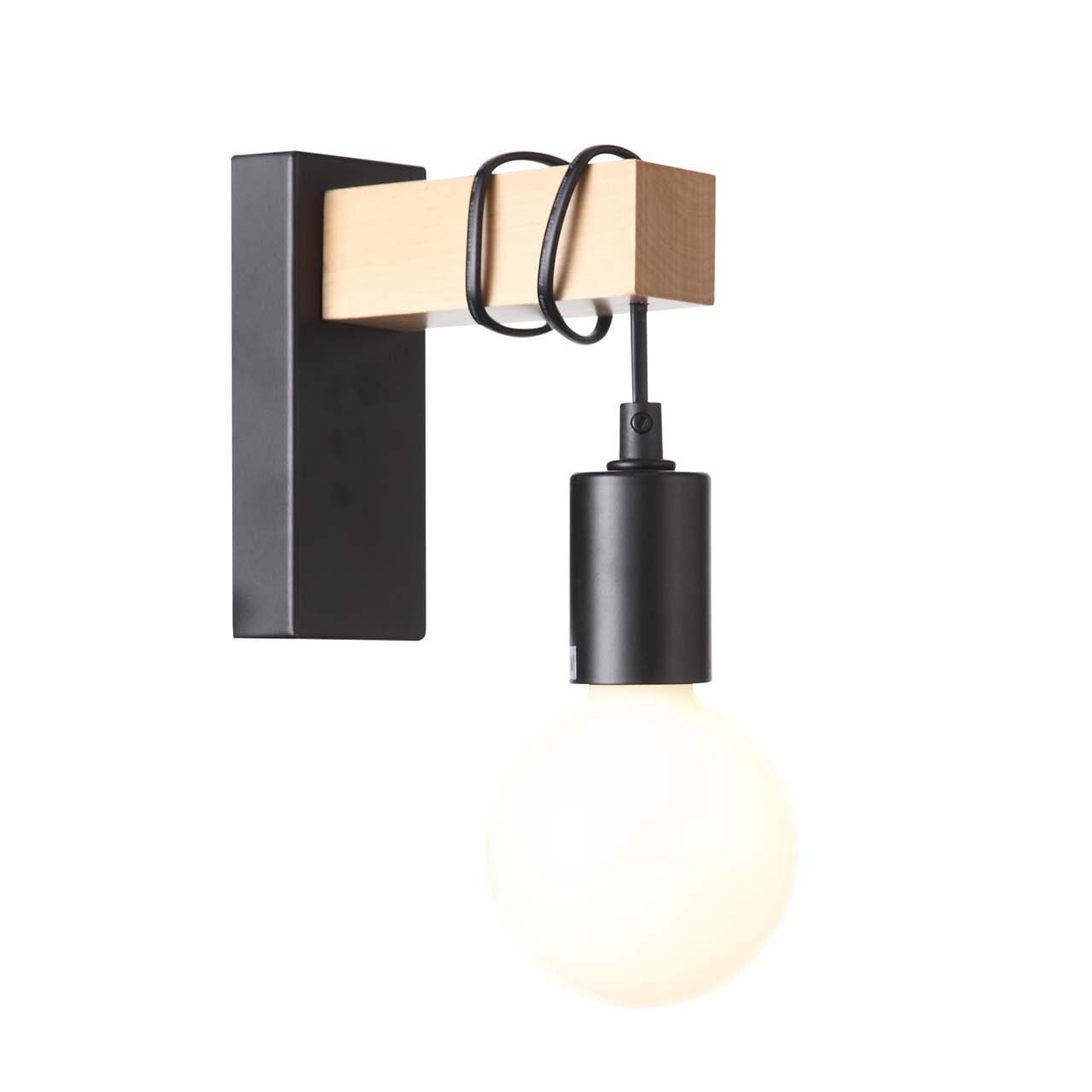Evoluce SL1142.401.01 Светильник настенный Черный, Светлое дерево E27 1*60W — миниатюра 2