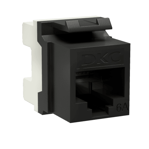DKC Модуль Keystone RJ45 CAT6А неэкранированный, 180 градусов, черный (форм-фактор A10)