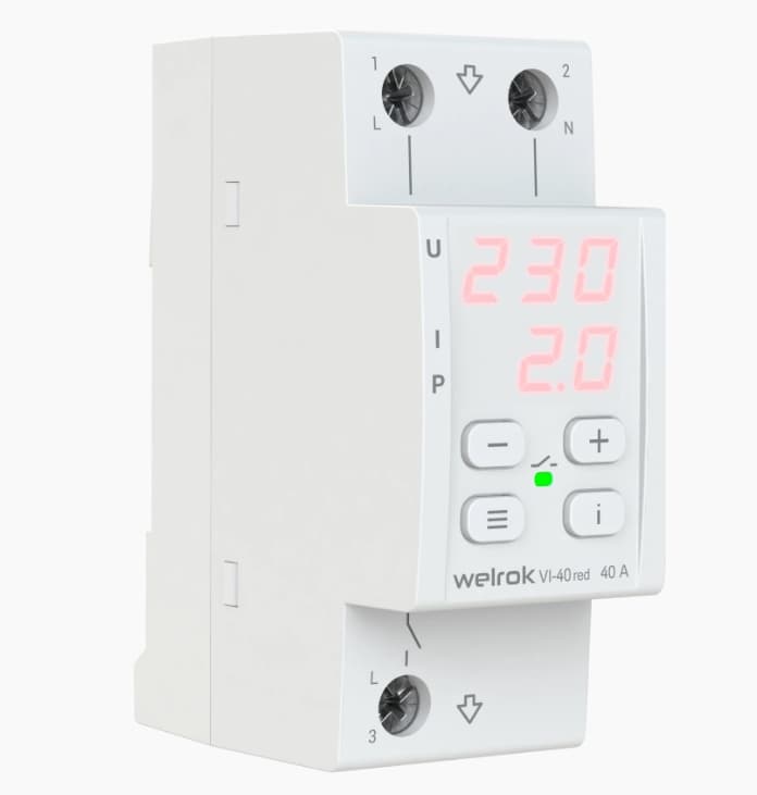 Welrok VI-40 red Реле напряжения 40 А max 50 A 8 800 ВА — миниатюра 2