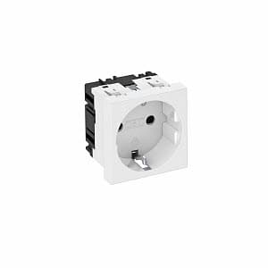 OBO Bettermann Розетка силовая 0° одинарная 2К+З, 1 модуль Modul45, 45х45 мм, со шторками, 16А 250В белая 6120008 — миниатюра 2