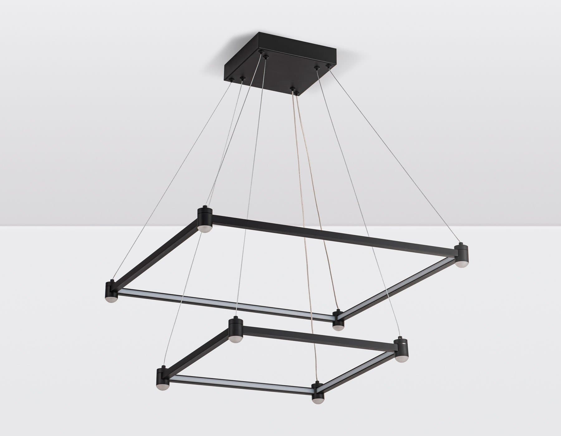 Ambrella Светильник подвесной светодиодный FL5597/2+8 BK черный 60W 3000K/4200K/6400K 600*600*1300 (без ПДУ) — миниатюра 6