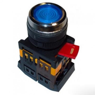 IEK Кнопка ABLFS-22 синий d22мм неон/240В 1з+1р — миниатюра 2