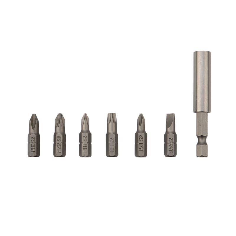 Kranz Набор бит 25 мм PH1, PH2, PZ1, PZ2, SL5.5, T30 с магнитным держателем (7 шт./уп.) KR-92-0433