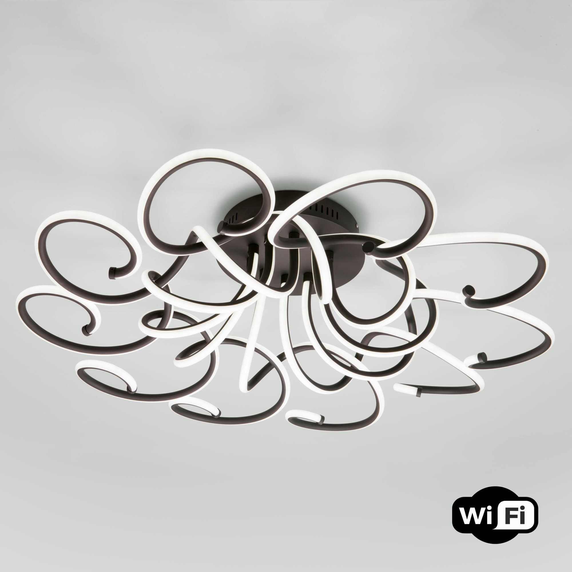 Eurosvet Потолочный светодиодный светильник с управлением по Wi-Fi 90236/10 чёрный кофе Smart a053492