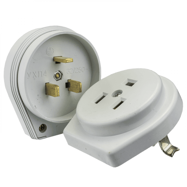 EKF PROxima Разъем РШ-ВШ 32А 250В 2P+PE (СУ) пластиковый бел.