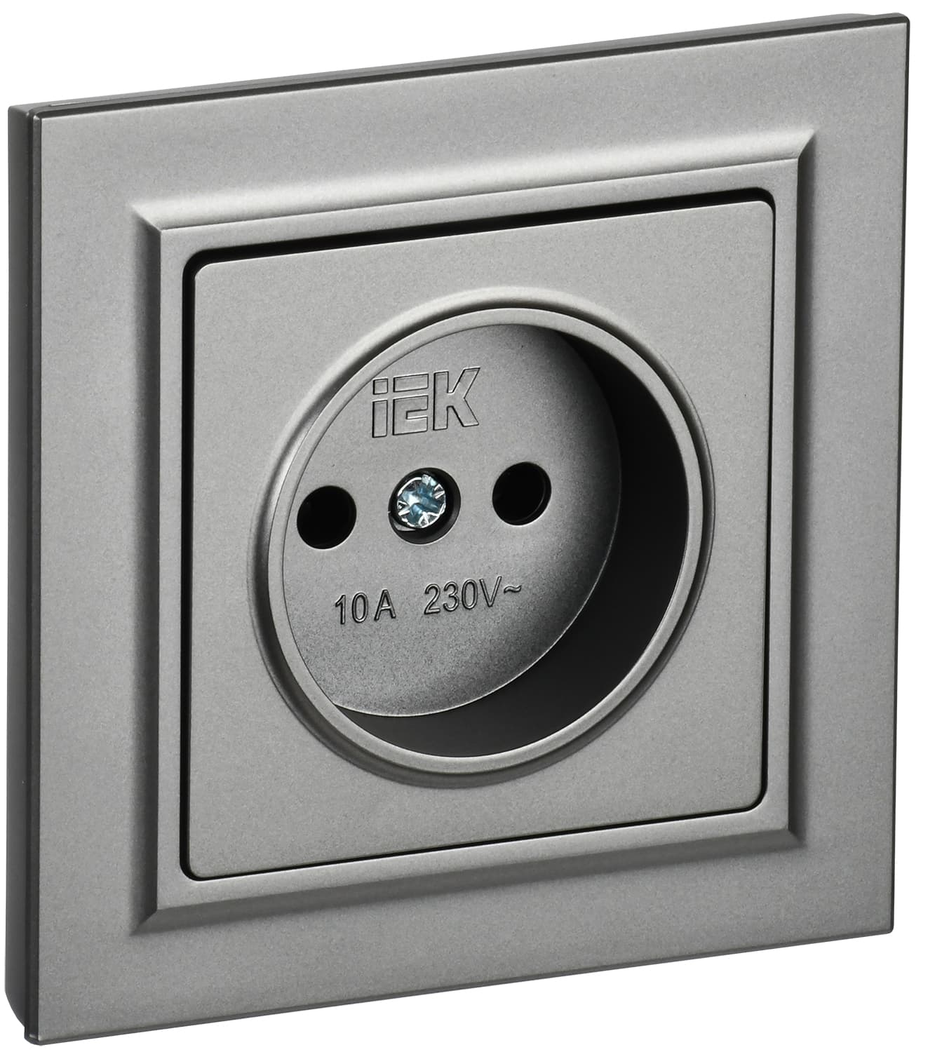 IEK BRITE Сталь Розетка без з/к/ш 10А в сборе РСР10-1-0-БрС