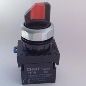 CHINT Переключатель без подсветки NP8-11X/214, 2 положения с фиксацией, красная 1НО+1НЗ IP65 (R)