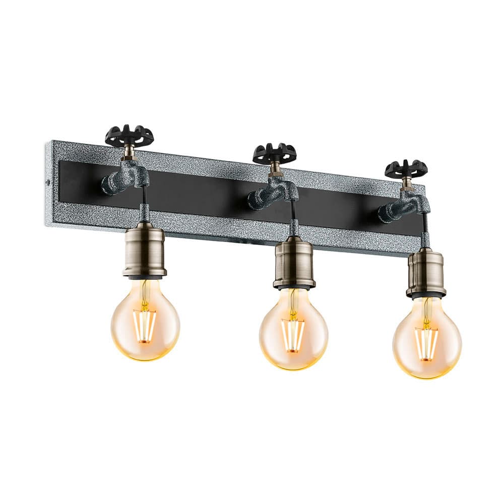Eglo 49103 Бра СOLDCLIFF, 3х60W (E27), L550, H175, A155, сталь, cеребряный состаренный, черный/сталь