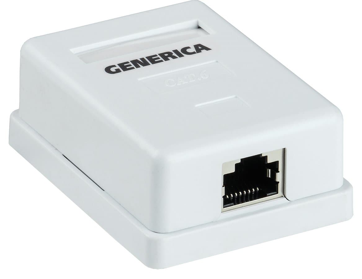 IEK GENERICA Розетка инф. настенная RJ45 кат. 5Е FTP 1 порт CS2-1C5EF-12-G — миниатюра 1