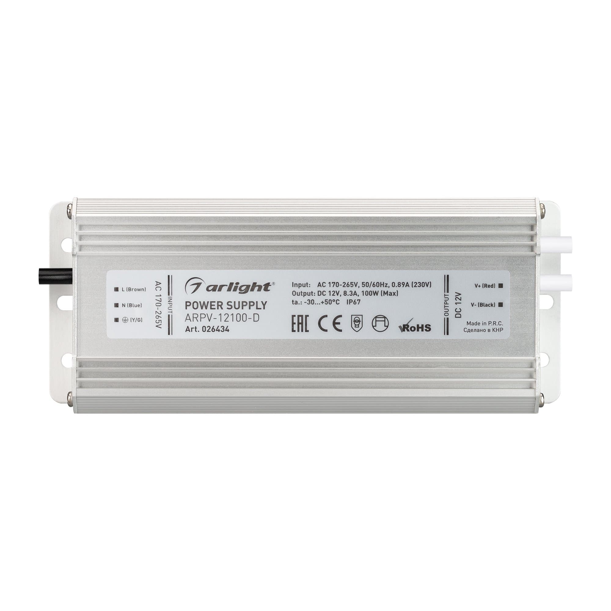 Arlight Блок питания ARPV-12100-D (12V, 8.3A, 100W) (IP67 Металл, 3 года) 026434 — миниатюра 2