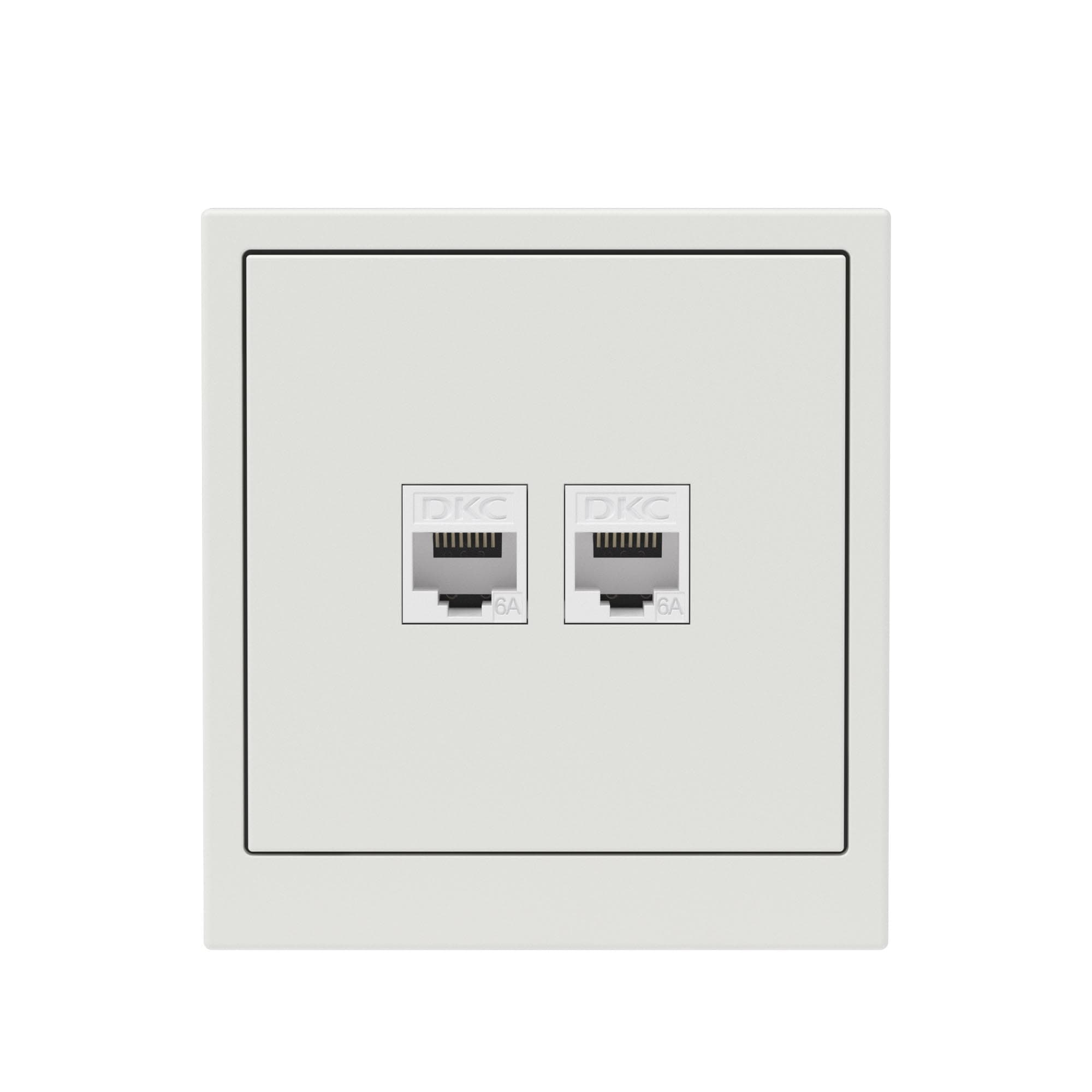 DKC KANT Компьютерная розетка RJ-45 без шторки, кат.6А двойная, белый песок — миниатюра 6