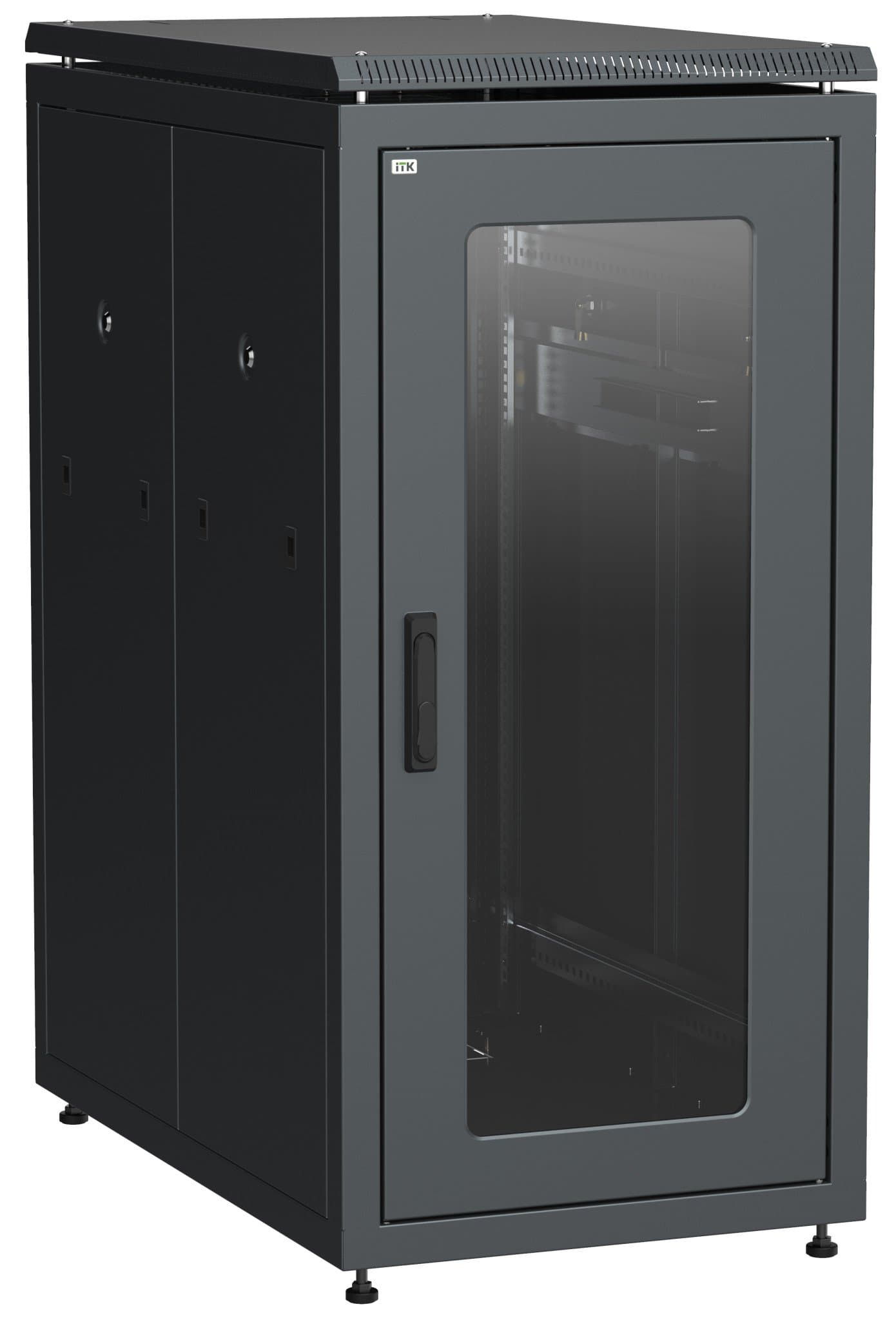 IEK LINEA N ITK Шкаф сетевой 19" LINEA N 18U 600х1000 мм стеклянная передняя дверь, черный LN05-18U61-G