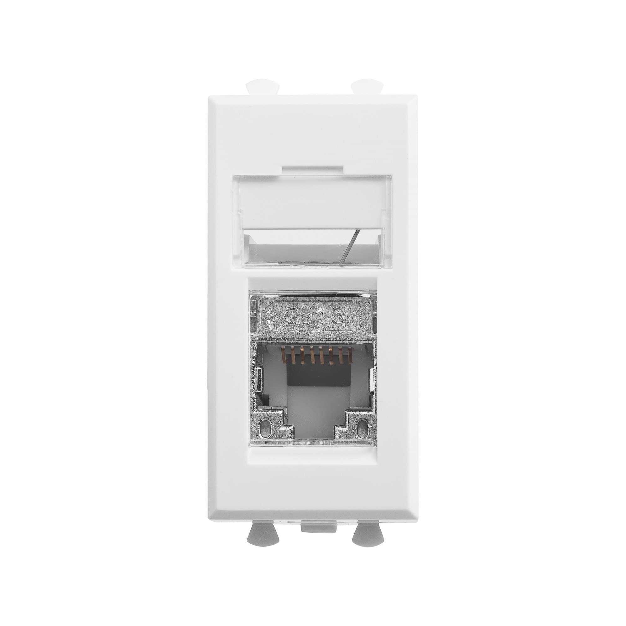 DKC Компьютерная розетка RJ-45 модульная, кат.6 экранированная, "Avanti","Белое облако", 1 модуль — миниатюра 1