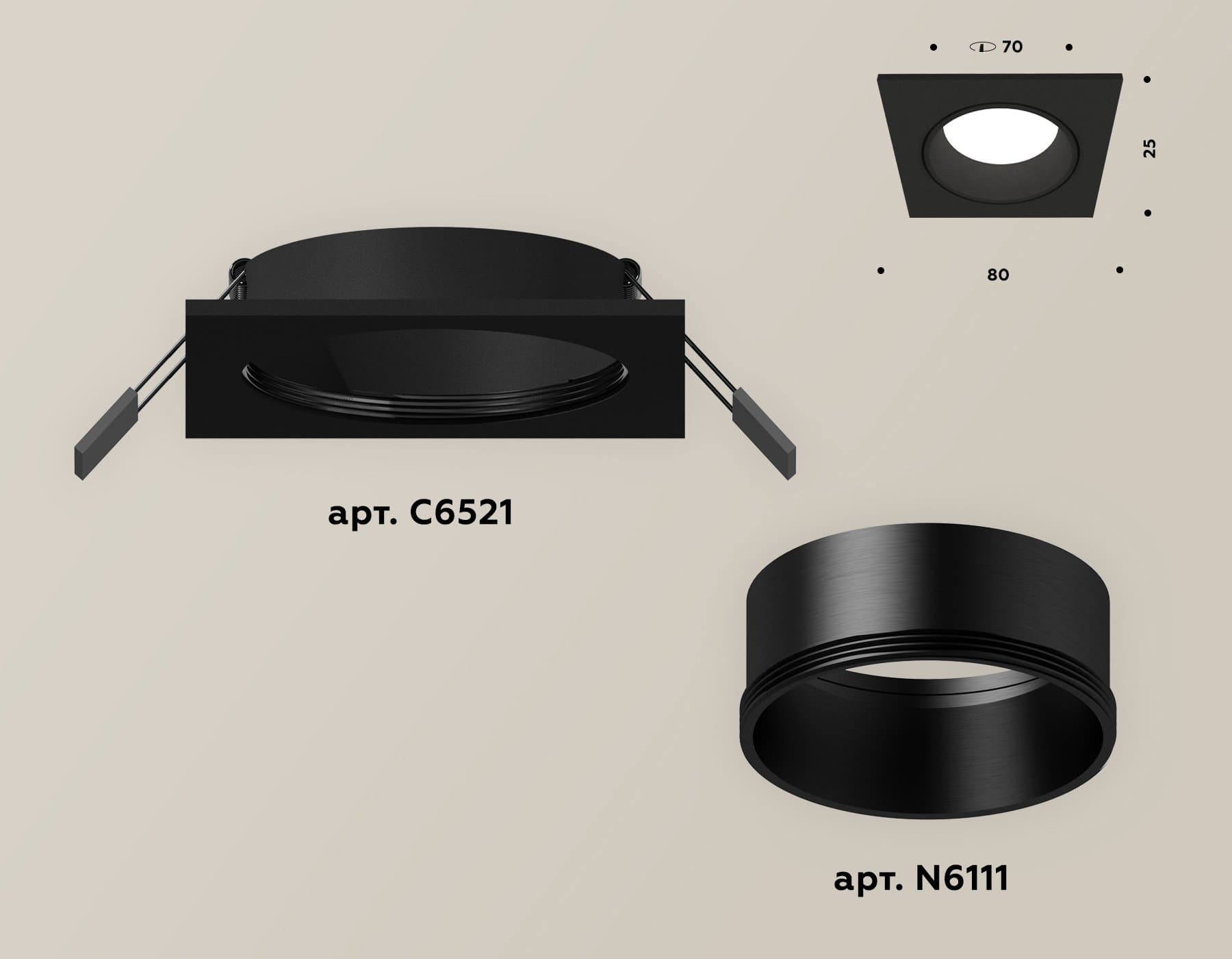 Ambrella Комплект встраиваемого светильника XC6521002 SBK черный песок MR16 GU5.3 (C6521, N6111) — миниатюра 2