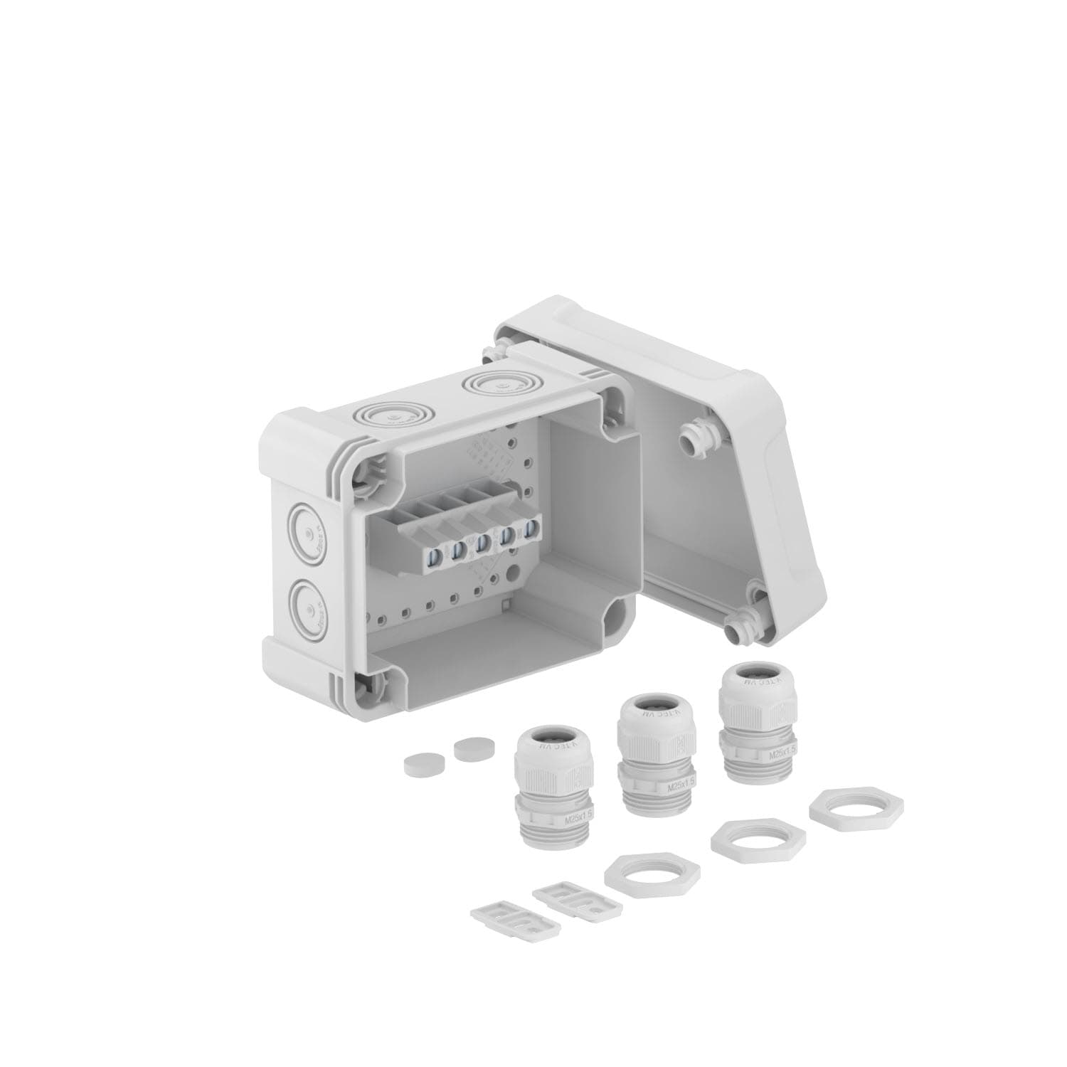 OBO BETTERMANN  Распределительная коробка X06, IP 67, 151х167х87 мм, с клеммой и 3-я кабельными вводами V-TEC 2005226 — миниатюра 1