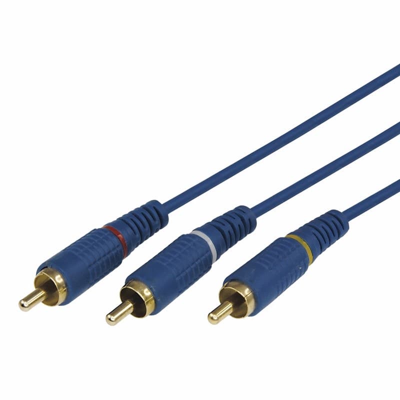 Шнур 3х3 RCA 1.5М синий gold Rexant 17-0202-1 — миниатюра 1